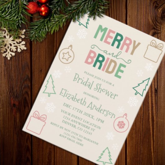 Invitation Merry & Bride Noël Shower Nuptial