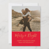 Invitation Merry & Bright Holiday Christmas red Photo card (Devant)
