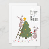 Invitation Merry & Bright Reindeer (Devant / Derrière)