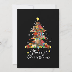 Invitation Merry Christmas Bibliothèque Arbre Livre Lecteur L
