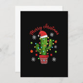 Invitation Merry Christmas Cactus With Santa Hat Light Funny  (Devant / Derrière)