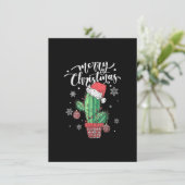 Invitation Merry Christmas Cactus With Santa Hat Light Funny (Debout devant)