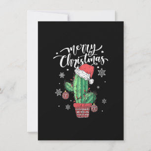 Invitation Merry Christmas Cactus With Santa Hat Light Funny 