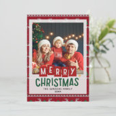 Invitation Merry Christmas Cute Family Photo Card (Debout devant)