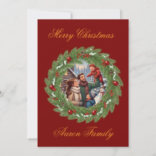 Invitation Merry Christmas From Our Family to Yours! Photo Gr (Devant)