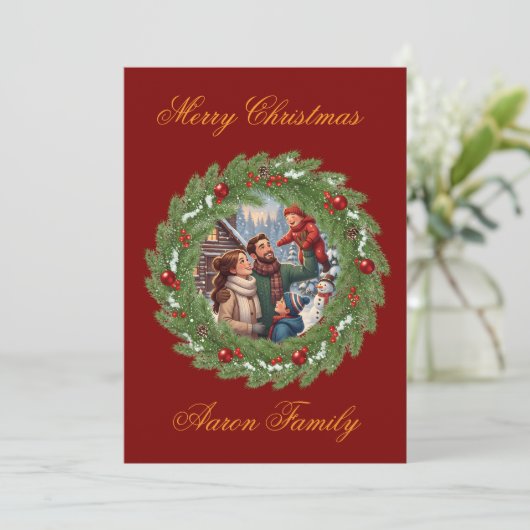 Invitation Merry Christmas From Our Family to Yours! Photo Gr (Debout devant)