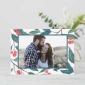 Invitation MERRY CHRISTMAS | Happy Holidays Watercolor Holly (Debout devant)