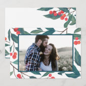 Invitation MERRY CHRISTMAS | Happy Holidays Watercolor Holly (Devant / Derrière)