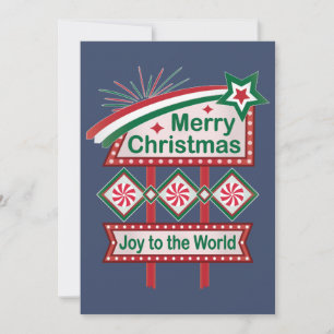 Invitation Merry Christmas Retro Marquee - Joy to the World