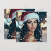 Invitation Merry Christmas - Santa Girl - (Devant / Derrière)