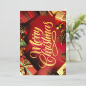 Invitation "Merry Christmas" Schrift mit Geschenken & Zapfen (Debout devant)