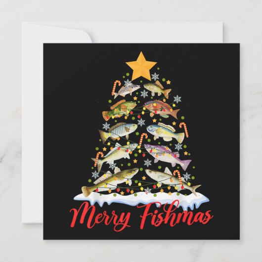 Invitation Merry Fishmas Funky Christmas Tree Lights Fish Fis (Dos)