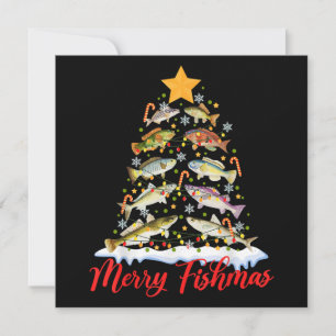 Invitation Merry Fishmas Funky Christmas Tree Lights Fish Fis