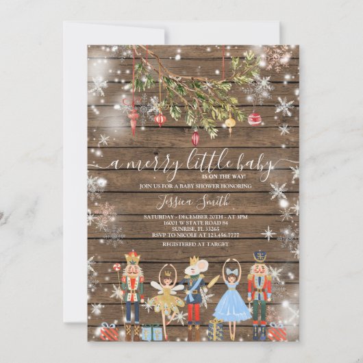 Invitation Merry Little Baby Fête Fête Nutcracker (Devant)