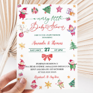 Invitation Merry Little Baby Shower aquarelle