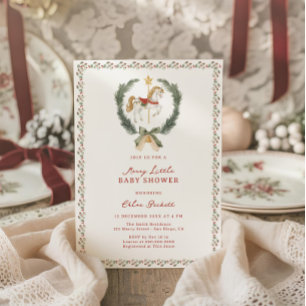 Invitation Merry Little Baby Shower Carrousel Cheval