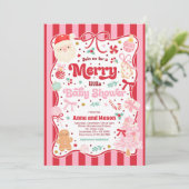 Invitation Merry Little Baby Shower Christmas Coquette Bow  (Debout devant)