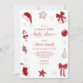 Invitation Merry Little Baby Shower Christmas Festive (Devant)