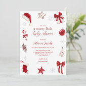 Invitation Merry Little Baby Shower Christmas Festive (Debout devant)