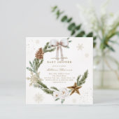 Invitation Merry Little Baby shower couronne neutre (Debout devant)