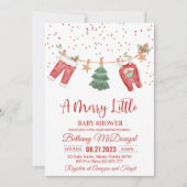 Invitation Merry Little Baby Shower Santa Baby (Devant)