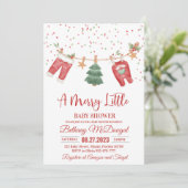 Invitation Merry Little Baby Shower Santa Baby (Debout devant)