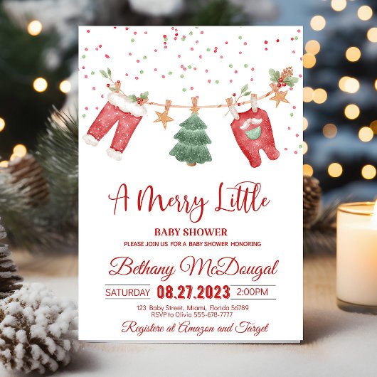 Invitation Merry Little Baby Shower Santa Baby