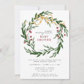 Invitation Merry Little Baby Shower Winter Botanical & Gold (Devant)
