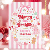 Invitation Merry Little Birthday Party Christmas Coquette Bow