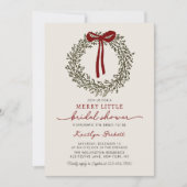 Invitation Merry Little Bow Christmas Wreath Bridal Shower (Devant)