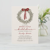 Invitation Merry Little Bow Christmas Wreath Bridal Shower (Debout devant)