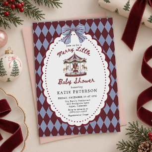 Invitation Merry Little Carousel Bow Noël Baby Shower
