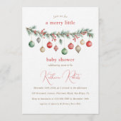 Invitation Merry Little Christmas Ornaments Baby Shower (Devant)