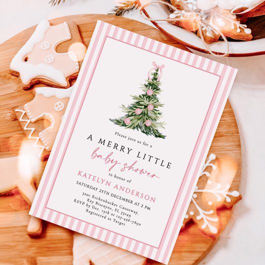 Invitation Merry Little Christmas Tree Baby Shower