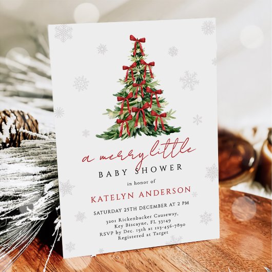 Invitation Merry Little Christmas Tree Baby Shower