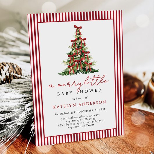 Invitation Merry Little Christmas Tree Baby Shower