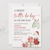 Invitation Merry Little Christmas Winter Boy Baby Shower (Devant)