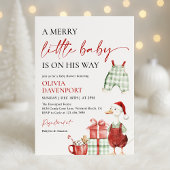 Invitation Merry Little Christmas Winter Boy Baby Shower