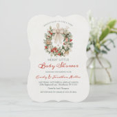 Invitation Merry Little Christmas Wreath Baby Shower (Debout devant)