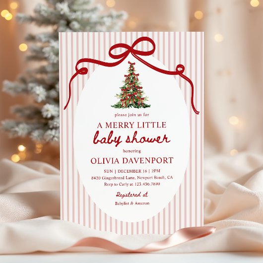 Invitation Merry Little Coquette Christmas Tree Baby Shower