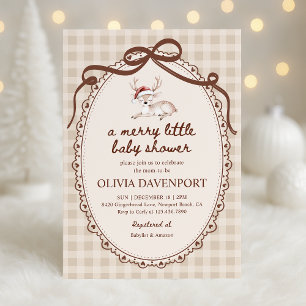 Invitation Merry Little Reindeer Fête de Bébé Noël d'Hiver