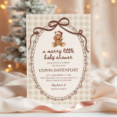 Invitation Merry Little Teddy Bear Christmas Baby Shower