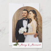 Invitation Merry & Married Handwritten 2 Photo Christmas Card (Devant)