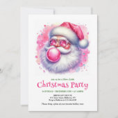 Invitation Merry pink santa chewing gum watercolor Christmas (Devant)