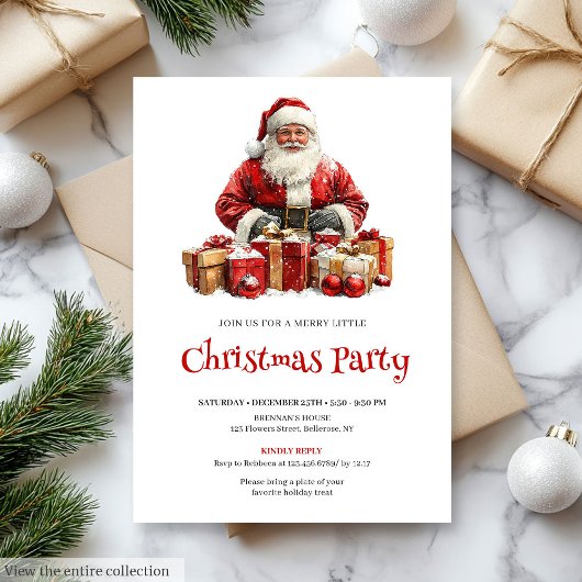 Invitation Merry Santa Claus Editable Christmas Party Invites