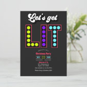 Invitation Merry Technicor Lets Get Lit Retro Christmas Party (Debout devant)