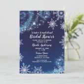 Invitation Merveille d'Hiver Flocons de Neige Bleus et Blancs (Debout devant)