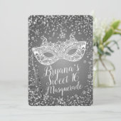 Invitation Merveilles d'hiver Argent Masquerade Sweet 16 Part (Debout devant)