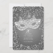 Invitation Merveilles d'hiver Argent Masquerade Sweet 16 Part (Dos)