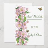 Invitation Merveilleuse aquarelle fleurs de pommier et е е (Devant / Derrière)